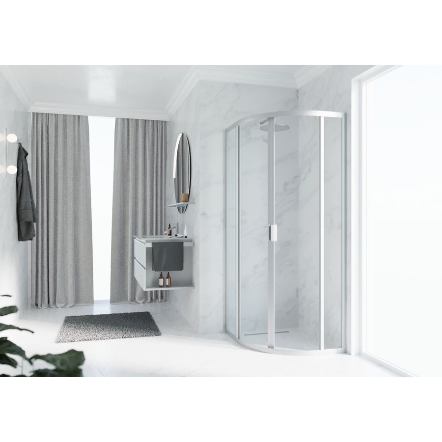 Douchewand Lunes 2.0 R kwartrond 900-900x1950mm glas helder profiel matchroom