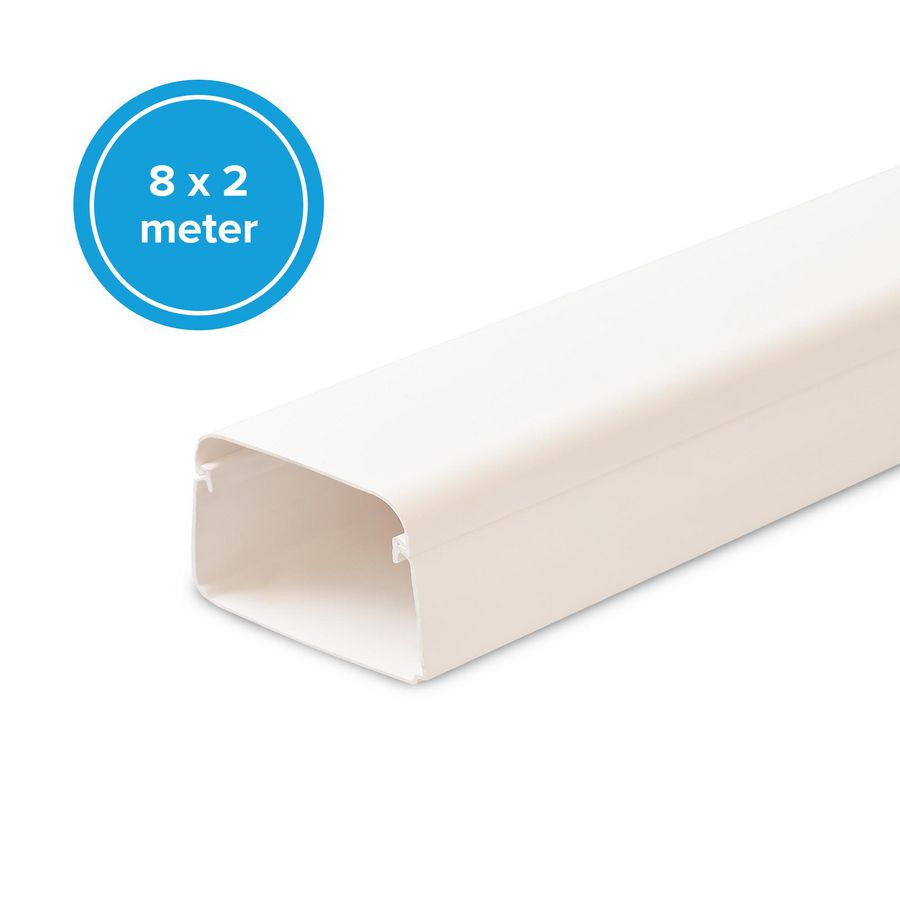 Omdoos met 8x leidinggoot á 2m. 80X60mm wit PVC RAL9010 zonder folie (totaal 16m.)