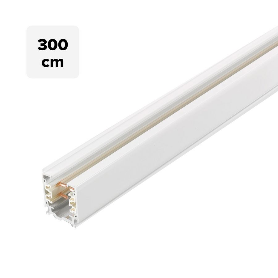 Doos a 3m. Spanningsrail 3-fase rail 300cm wit RAL 9010