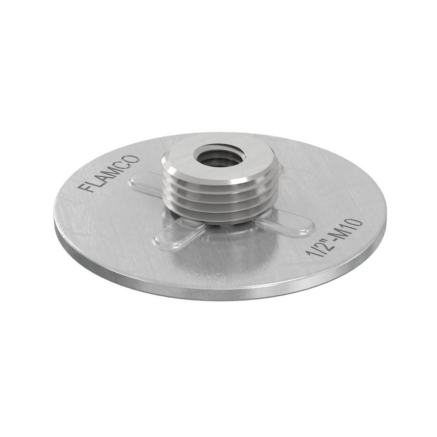 Bevestigingsplaat  / grondplaat FlamcoFix GP 1/2"bu.dr. M10 bi.dr. zonder slobgat Ø66mm  VVE=50