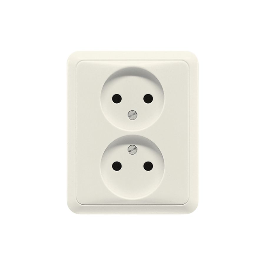 Wandcontactdoos wit 2-voudig CD500 zonder randaarde