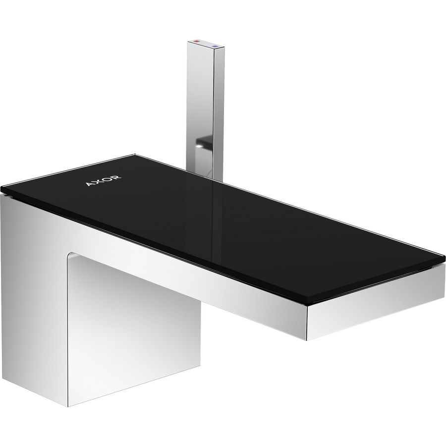 AXOR MyEdition 1-hendel wastafelmengkraan 70 en afvoer met afvoerplug chroom/zwart glas