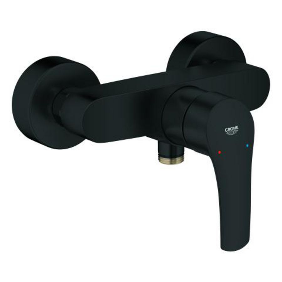 Eurosmart douchemengkraan 1-hendel mat zwart hoh 150mm incl. s-koppelingen (prof)