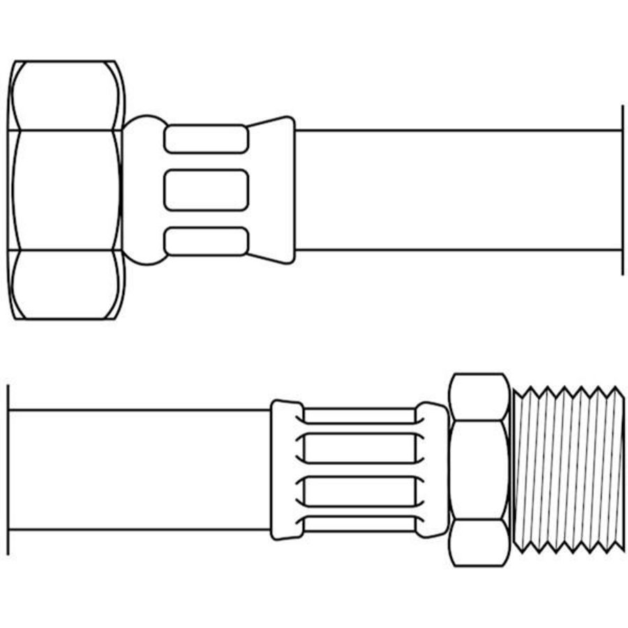RVS aansluitslang 1x1 bn.x bt. L=500mm