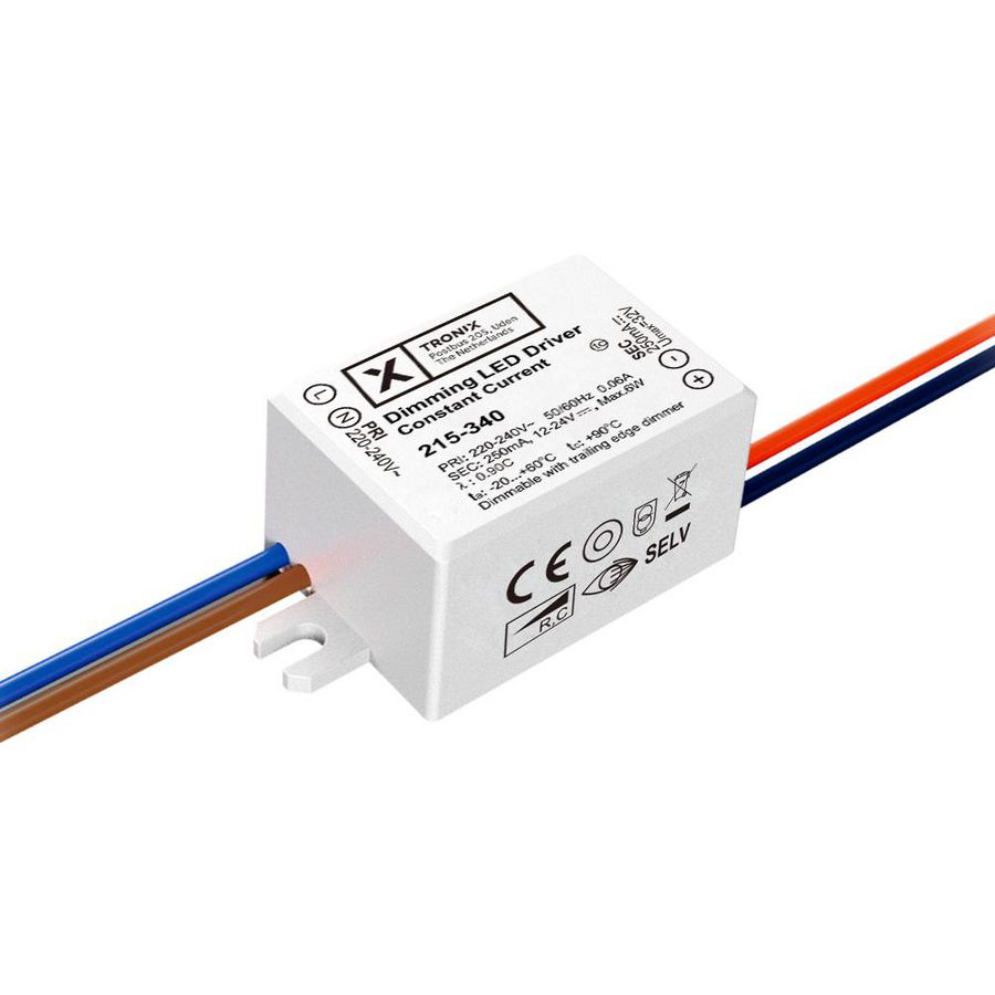LED voeding 250mA 6 watt IP20 12 - 24 volt dimbaar