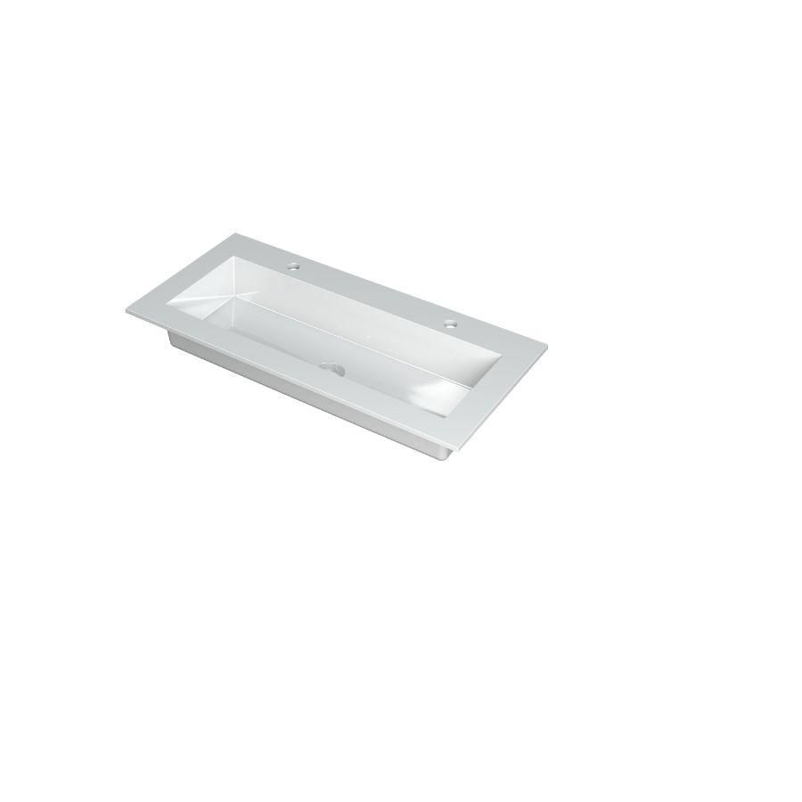 INK Kraft Wastafel enkele bak 2 kraangaten GL wit 100x45