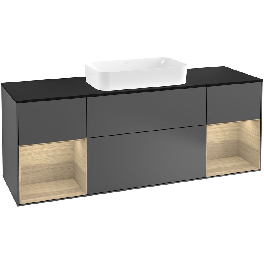 Wastafelonderkast Finion 1600x603x501mm Antr. Matt Lacquer F332PCGK