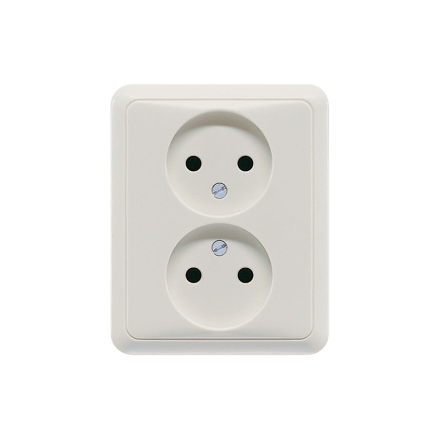 Wandcontactdoos lichtgrijs 2-voudig CD500