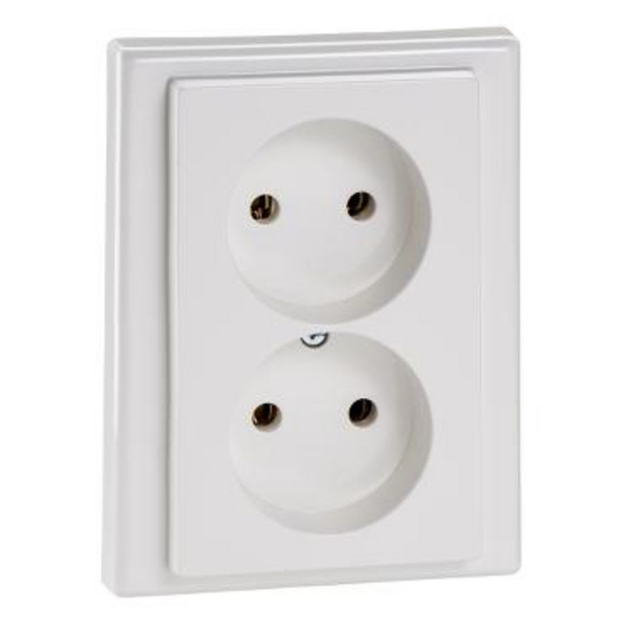M-Smart Combi dubbele wandcontactdoos Kinderbeveiliging ingeaard Polarwit
