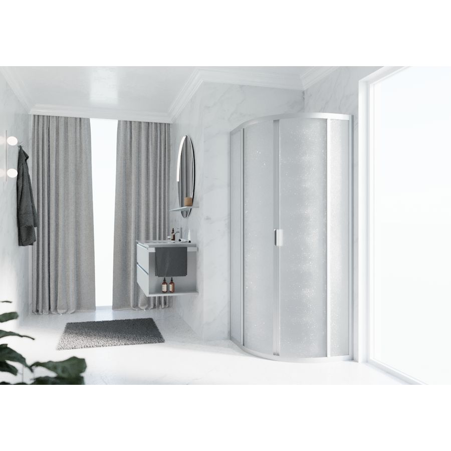 Douchewand kwartrond LUNES R 1000-1000x1950mm glas niva profiel matchroom