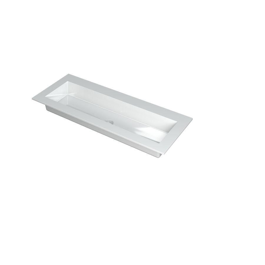 INK Kraft Wastafel enkele bak zonder kraangat GL wit 120x45