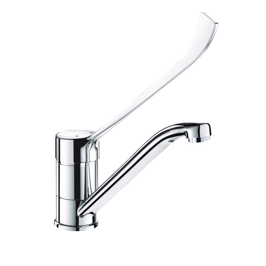 Keukenkraan hoge uitloop chroom hendel 200mm sprong 220mm