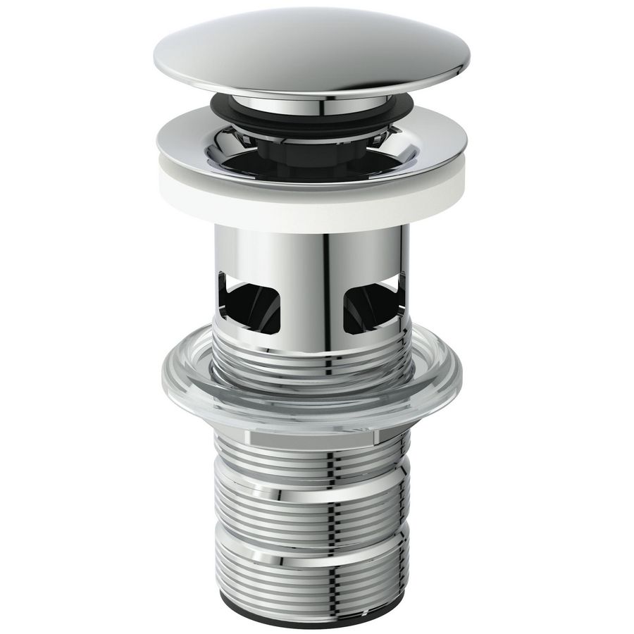 Push open plug met overloop 1.1/4" chroom