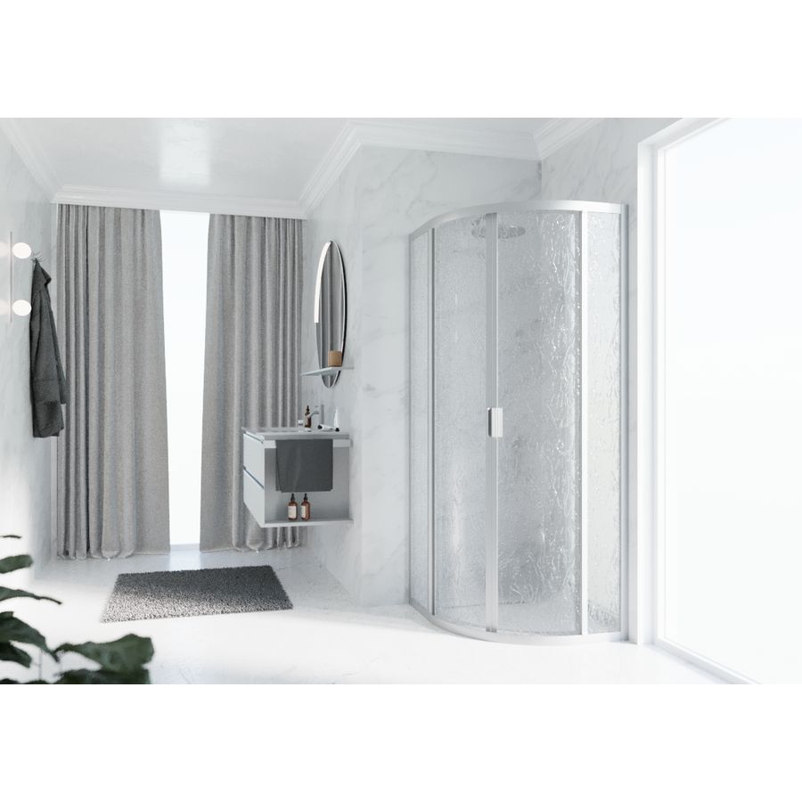 Douchewand Lunes 2.0 R kwartrond 1000-1000x1950mm glas aqua profiel matchroom