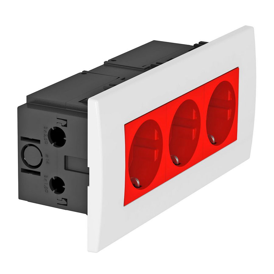 Contactdooseenheid Module 45 3-voudig 84x185x59mmarbonaatl