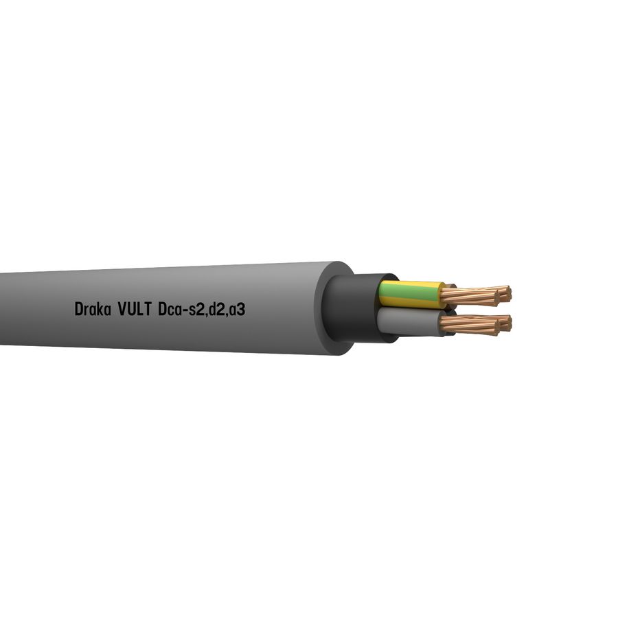 Haspel a 500m. installatiekabel VULT YMvK Dca 0,6/1kV gy# 4G10mm² s (geel/groen - bruin - zwart - grijs)