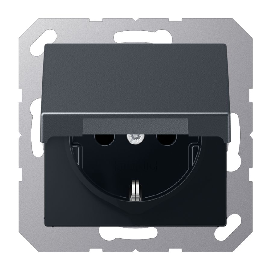 Wandcontactdoos antraciet slagv m.R/A & klapd. A500