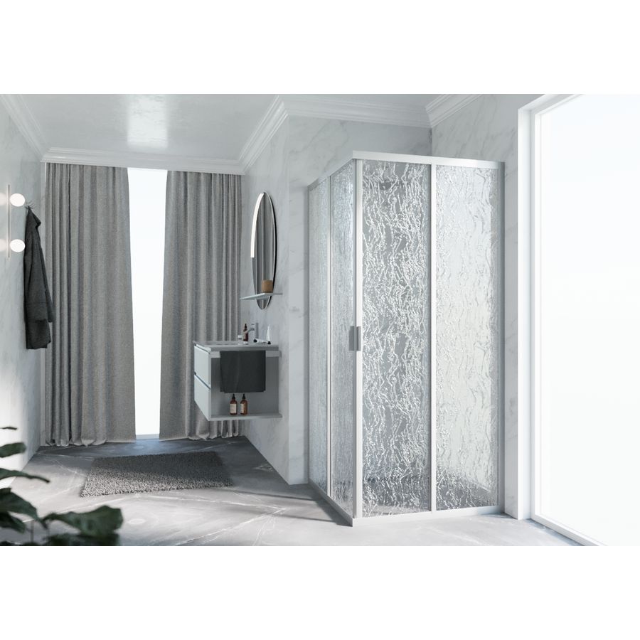 Deel hoekinstap (1 van 2 omkeerbaar) LUNES 2.0-A 1080-1110x1950mm glas Aqua profielkleur matchroom