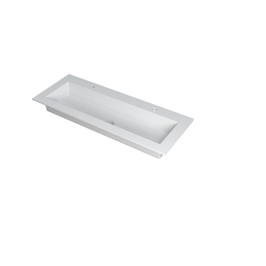 INK Kraft Wastafel enkele bak 2 kraangaten Mat wit 120x45
