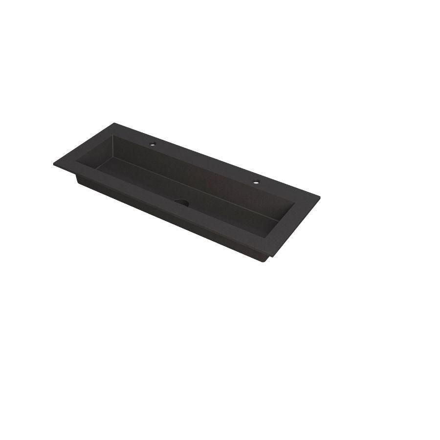 INK Kraft Wastafel enkele bak 2 kraangaten zwart 120x45