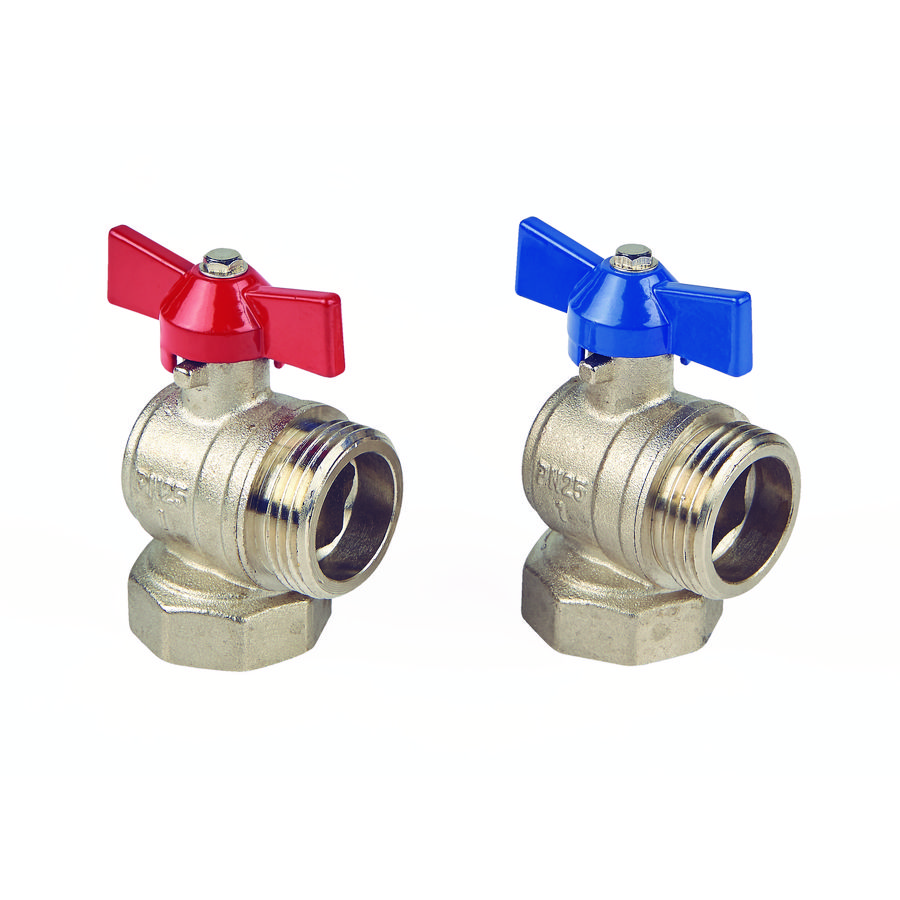 Kogelkraan 90° 1x1 met dichting vernikkeld B+R