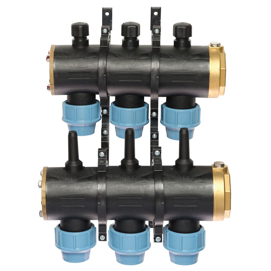 Brineverdeler 4430 2 "kunststof + PE-koppeling 40mm 3-groepen