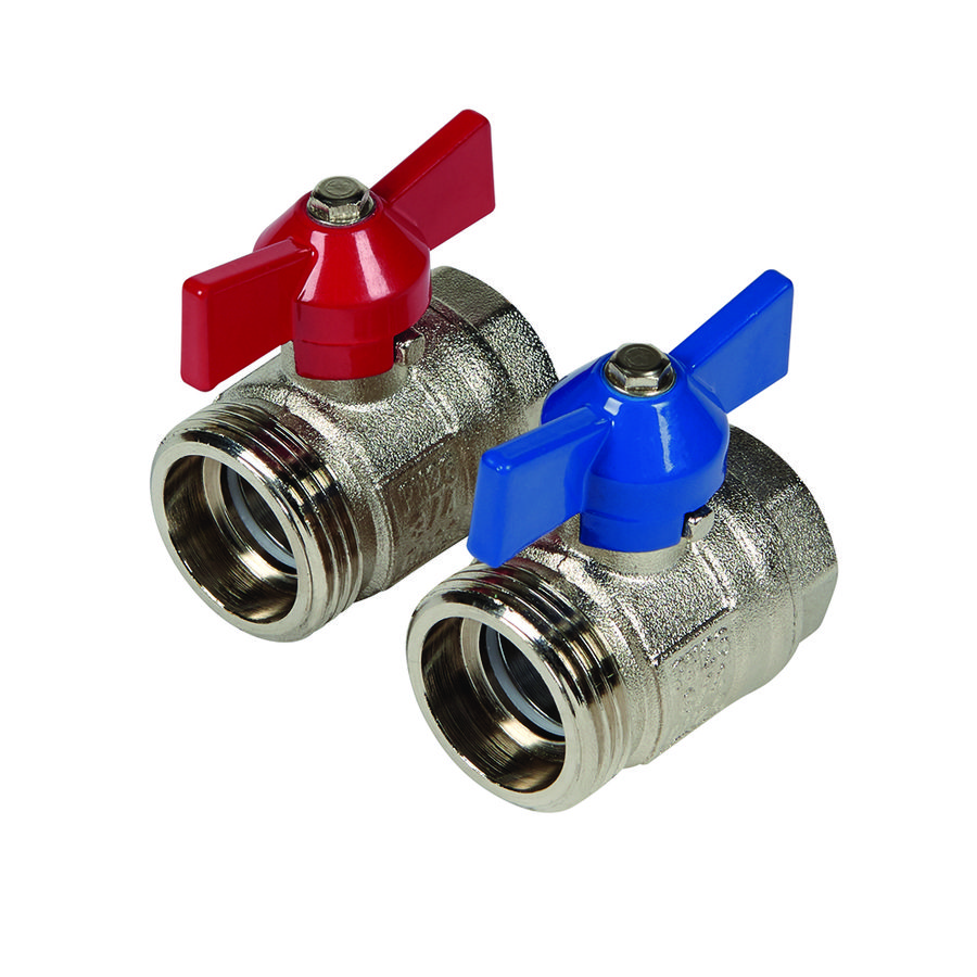 Set a 2st. kogelkraan 1" (rood + blauw) met dichting vernikkeld