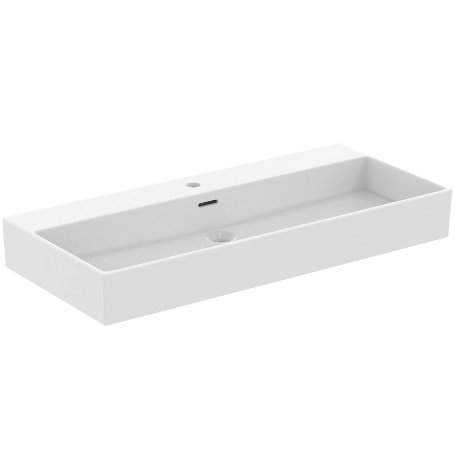 Wastafel 1015x450x150mm silk white 1 kraangat m. overloop Extra R0553V1