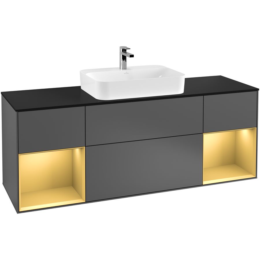 Wastafelonderkast Finion 1600x603x501mm Antr. Matt Lacquer F452HFGK