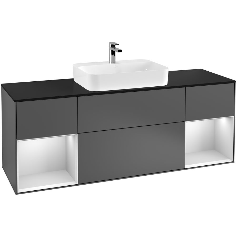 Wastafelonderkast Finion 1600x603x501mm Antr. Matt Lacquer F452MTGK