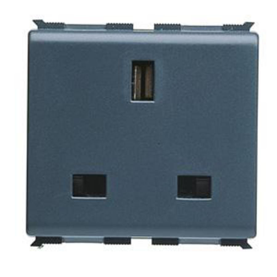 BRITISH STANDARD SOCKET-OUTLET 250V ac-2P+E 13A-2 MODULE
