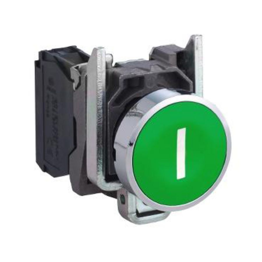 Drukknop Verzonken Terugvering OpdrukI" 22mm 1NO Groen
