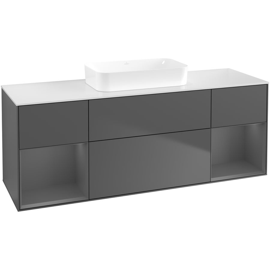 Wastafelonderkast Finion 1600x603x501mm Antr. Matt Lacquer F741GKGK