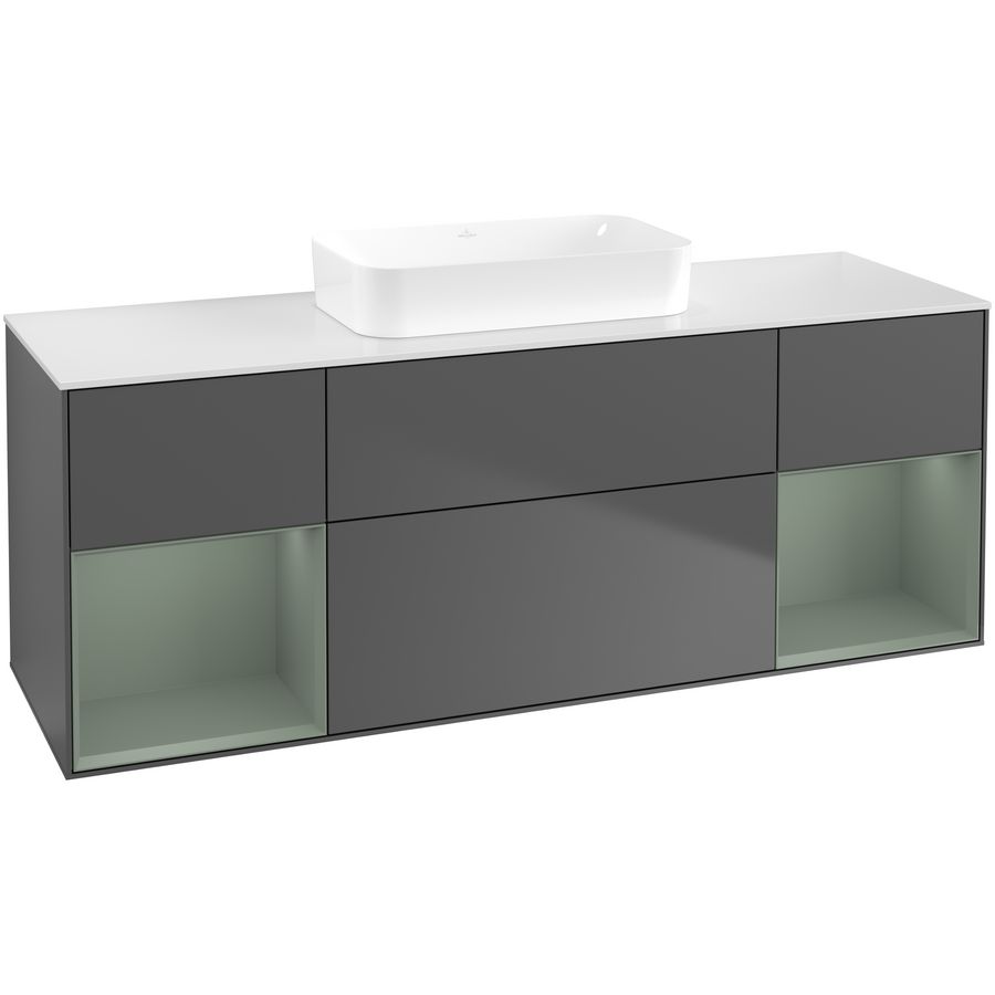 Wastafelonderkast Finion 1600x603x501mm Antr. Matt Lacquer F741GMGK