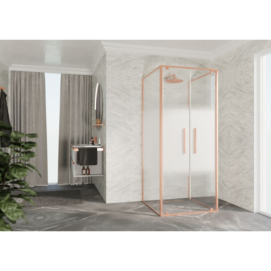 RIGA-2B draaideur 2-del. 660-690x2000mm Rose 1-motief brushed red gold