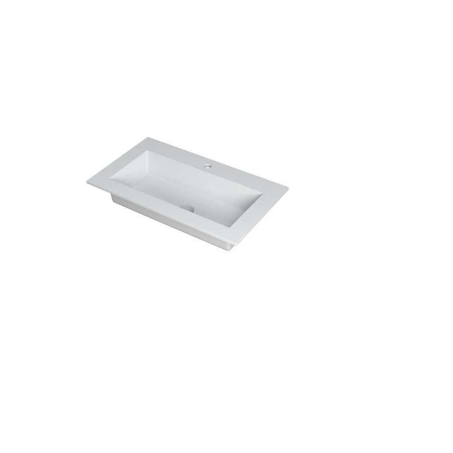 INK Kraft Wastafel enkele bak 1 kraangat Mat wit 80x45