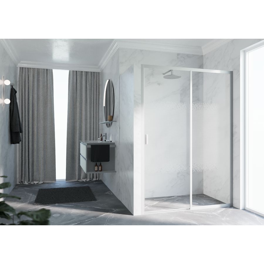 Schuifdeur LUN2PH RE 102-108cm zilver mat lunes 2.0 motief