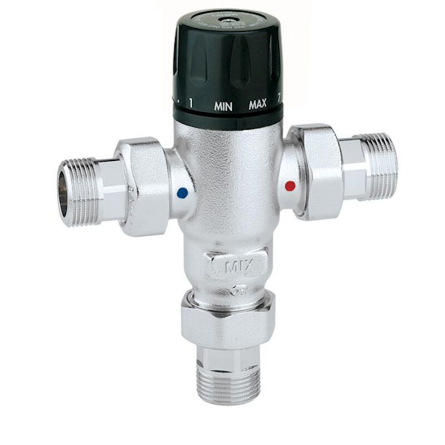 Thermos. Mengventiel metkeerkleppen 3/4" 30-65°C.