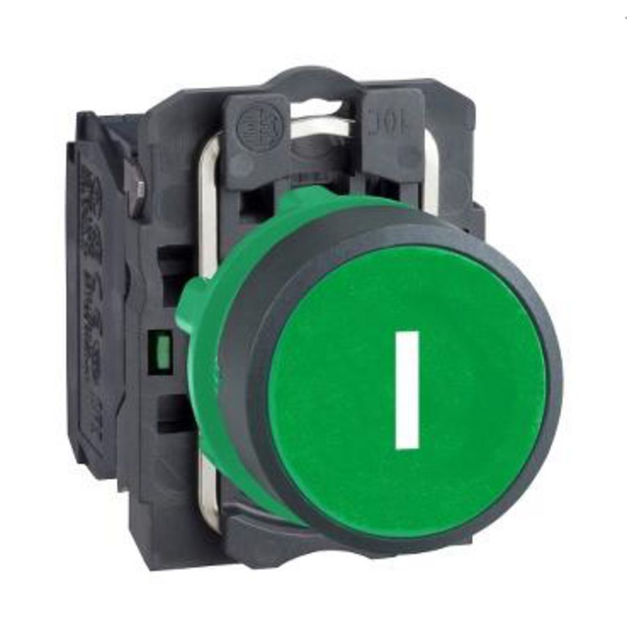 Drukknop Verzonken Terugvering OpdrukI" 22mm 1NO Groen