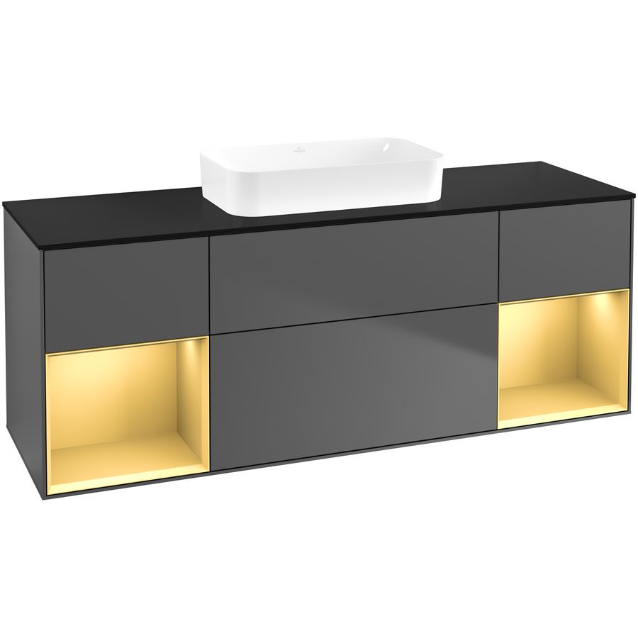Wastafelonderkast Finion 1600x603x501mm Antr. Matt Lacquer F742HFGK