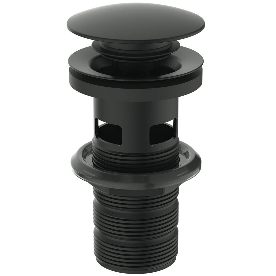 Push Open afvoerplug 1.1/4" met overloop Silk black (mat zwart)