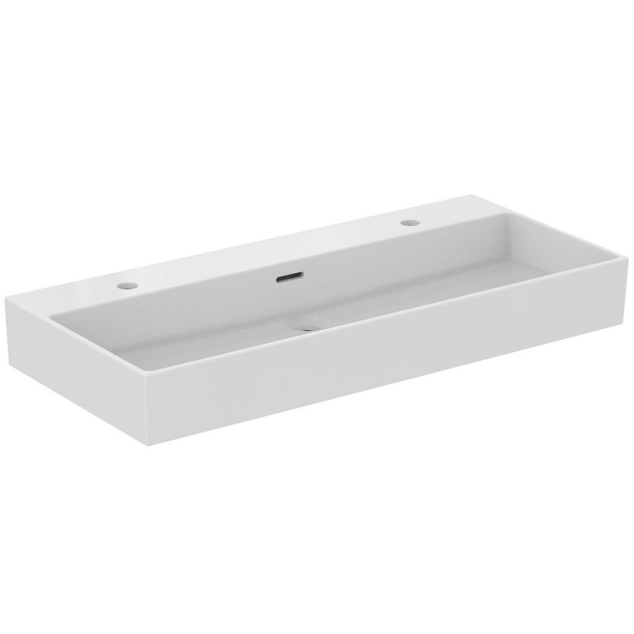 Wastafel 1015x450x150mm wit 2 kraangaten m. overloop Extra R055001