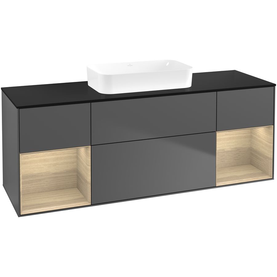 Wastafelonderkast Finion 1600x603x501mm Antr. Matt Lacquer F742PCGK