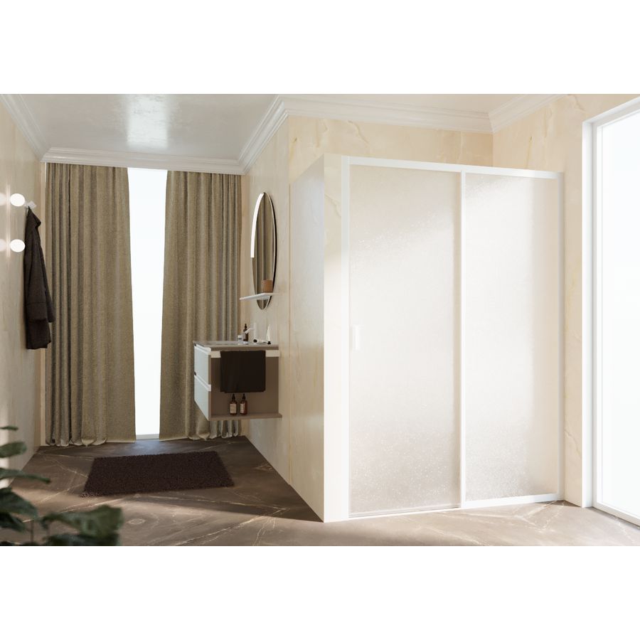 Schuifdeur LUNES 2PH (uitv. rechts) 1500-1560x1950mm glas niva profiel wit