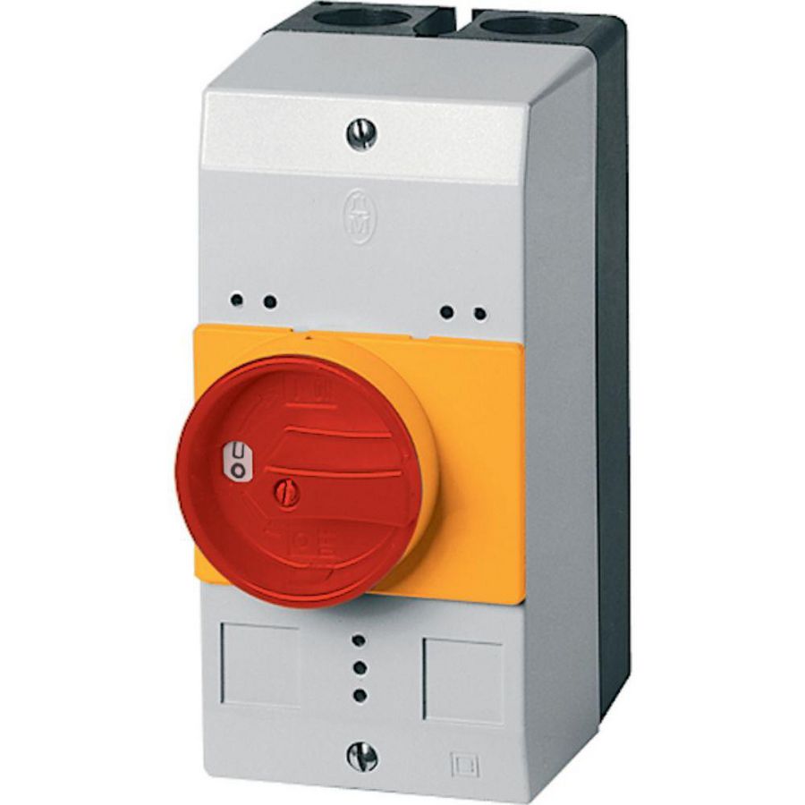 Kast kunststof IP55 voor PKZM0 met VHI met knop rood/geel