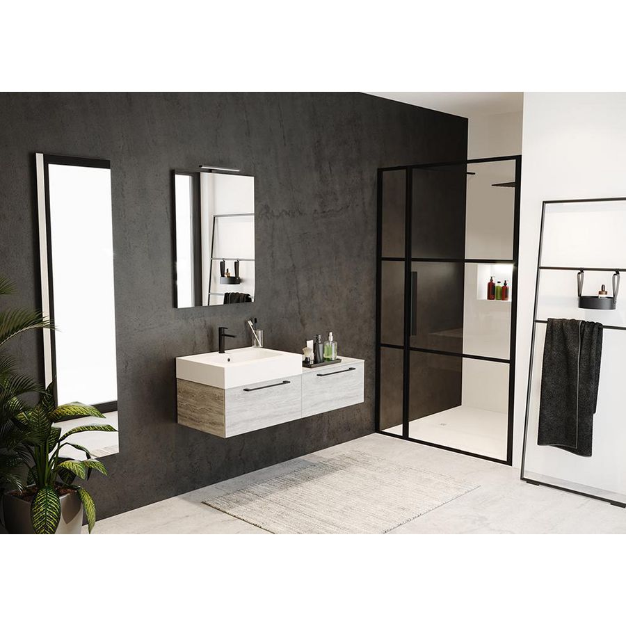 Douchedeur Grid GB104 nisdeur XL 130cm (30+100cm) zwart