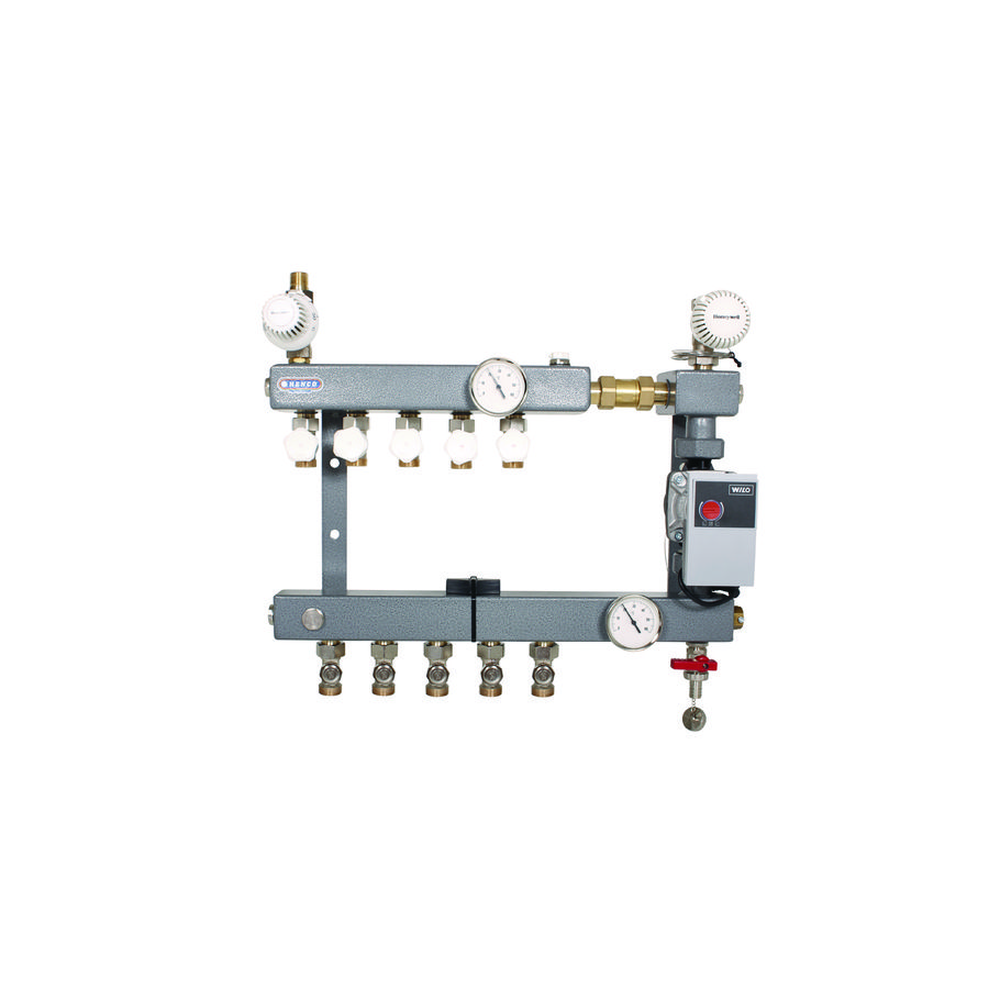 3-groeps Verdeler staal met pomp stadsverwarming NUON