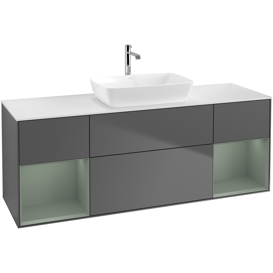 Wastafelonderkast Finion 1600x603x501mm Antr. Matt Lacquer F861GMGK