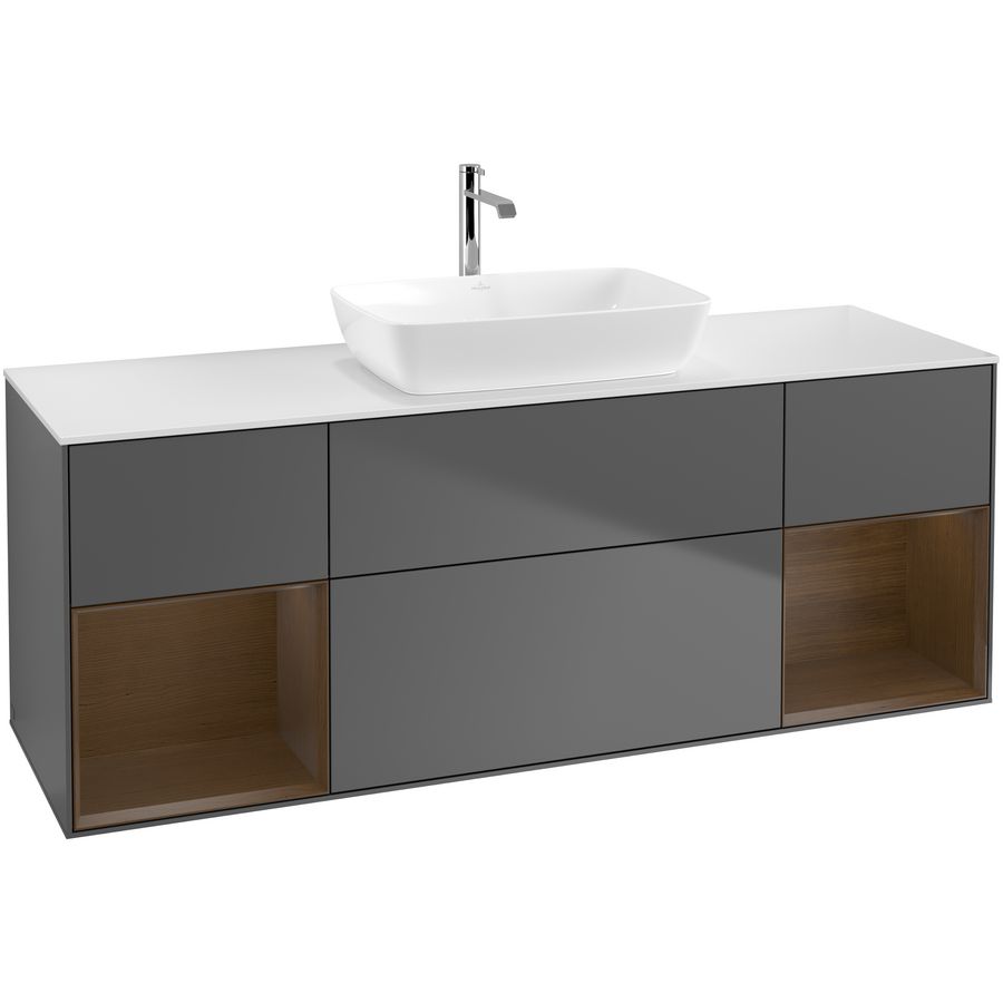 Wastafelonderkast Finion 1600x603x501mm Antr. Matt Lacquer F861GNGK