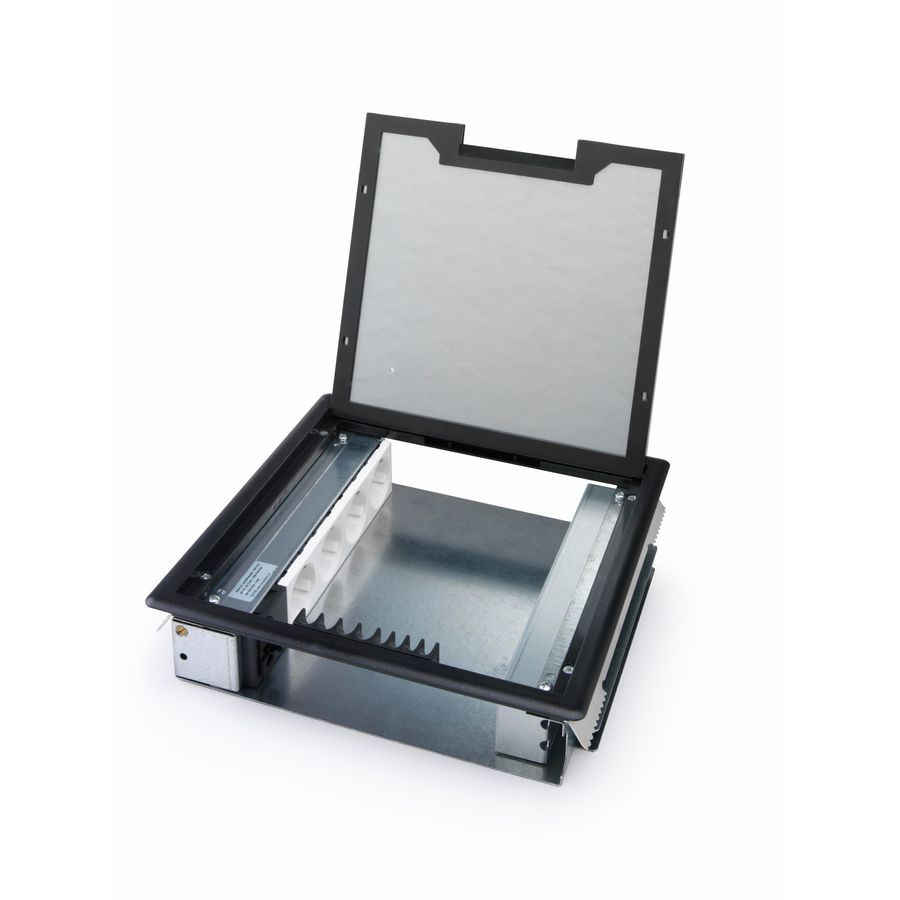 Vloerdoos TETRA 2.0 Type 62 GST 4x 230V RA + 4x leeg deksel 4mm inlegdiepte met kunststof oplegrand